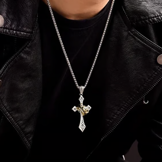 Vintage Crown Cross Necklace