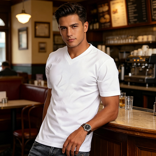 Men's Graphic Print V-Neck T-Shirt