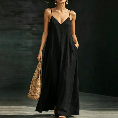 Women's V-Neck Spaghetti Strap Maxi Dress