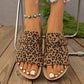 Leopard Print Buckle Platform Slippers