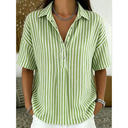 Women's Casual Striped Short-Sleeve Shirt