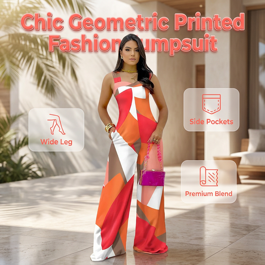 Women's Geometric Print Wide-Leg Jumpsuit