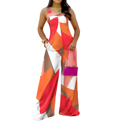 Women's Geometric Print Wide-Leg Jumpsuit