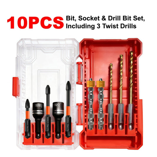 10-Piece Drill and Screwdriver Bit Set with Case