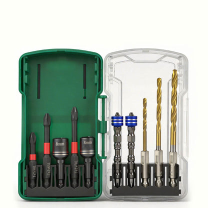10-Piece Drill and Screwdriver Bit Set with Case