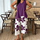 Women's Asymmetrical Top & Floral Capri Pants Set