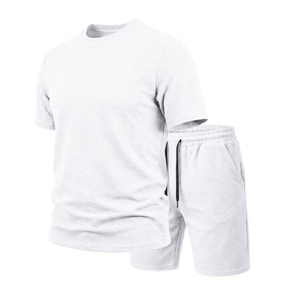 Men’s Solid Color Short Sleeve Crewneck Outfit