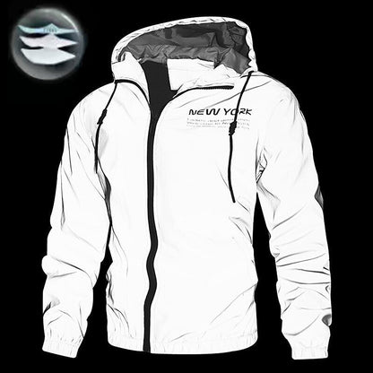 Men's Reflective Hooded Windbreaker Jacket