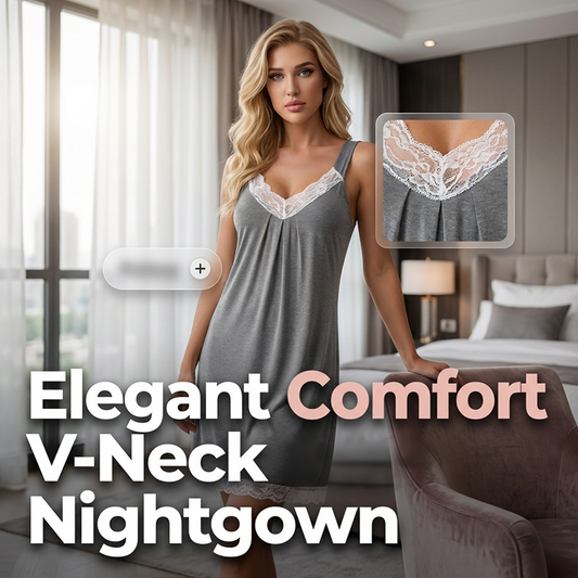 Women's Lace Trim V-Neck Nightgown Slip Dress