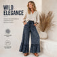 Women's Leopard Print Ruffle Hem Wide-Leg Pants