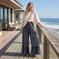 Women's Leopard Print Ruffle Hem Wide-Leg Pants