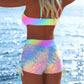 Women's Drawstring Bikini Set with Boy Shorts