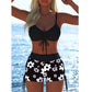 Women's Drawstring Bikini Set with Boy Shorts