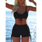 Women's Drawstring Bikini Set with Boy Shorts