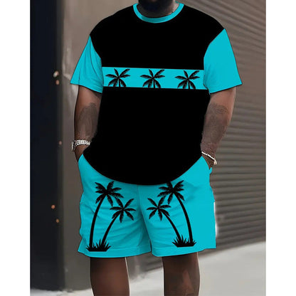 Men's Summer Print Top & Shorts Set