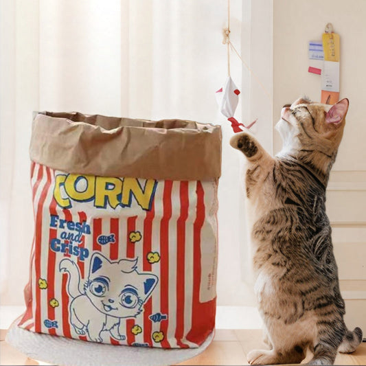 Giant Popcorn Paper Bag Cat Tunnel