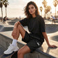 Women's Elastic Waist Drawstring Cargo Shorts