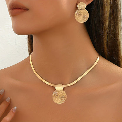 💎 50% OFF NOW! ✨ Modern Chic Necklace & Earring Set – Gold finish, geometric design & lightweight – perfect for daily elegance or gifting – includes matching pieces for a polished look 💫