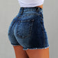 Women's High-Waist Frayed Hem Denim Shorts