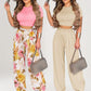 Women's Two-Piece Fitted Short Sleeve T-Shirt & Loose Pants Set