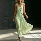 Women's Casual V-Neck Striped Sleeveless Maxi Dress