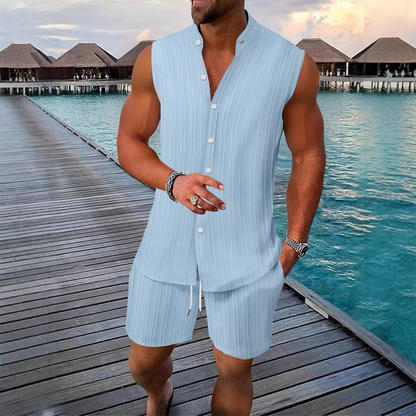 Men's Summer Sleeveless Top & Shorts 2-Piece Set