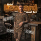 Men's Stylish Leopard Print Short-Sleeve Top & Shorts Set