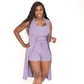 Casual Sleeveless Cardigan & Shorts Lounge Set
