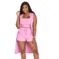Casual Sleeveless Cardigan & Shorts Lounge Set