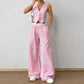 Women's Striped Print Vest Top & Wide-Leg Pants
