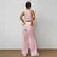 Women's Striped Print Vest Top & Wide-Leg Pants