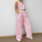 Women's Striped Print Vest Top & Wide-Leg Pants
