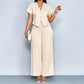 Women's Elegant V-Neck Top & Wide-Leg Pants Set