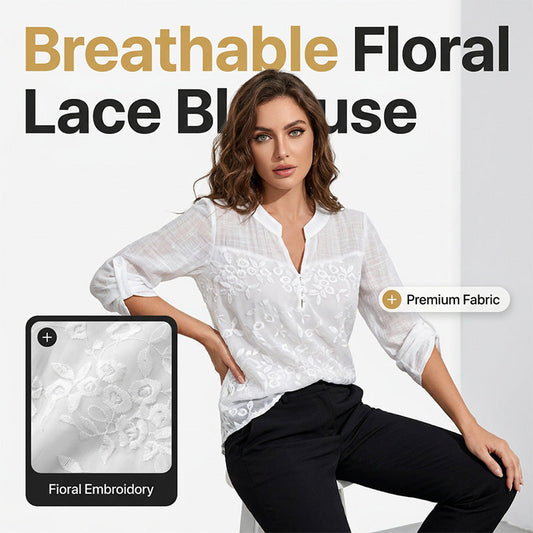 Women's Lace Panel V-Neck Blouse
