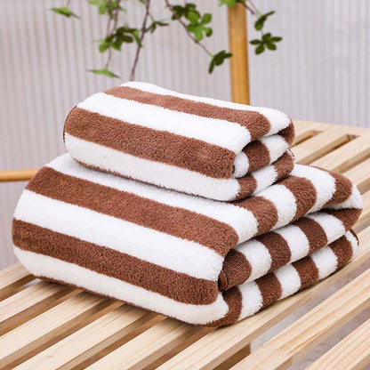 Modern Striped Coral Velvet Towels