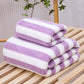 Modern Striped Coral Velvet Towels