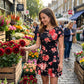 Elegant Floral Ruffle Hemline Dress
