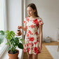 Elegant Floral Ruffle Hemline Dress
