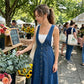 Women's Button-Front Denim Overall Midi Dress