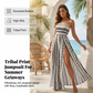 Bohemian Strapless High Split Wide Leg Vacation Jumpsuits