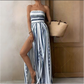Bohemian Strapless High Split Wide Leg Vacation Jumpsuits