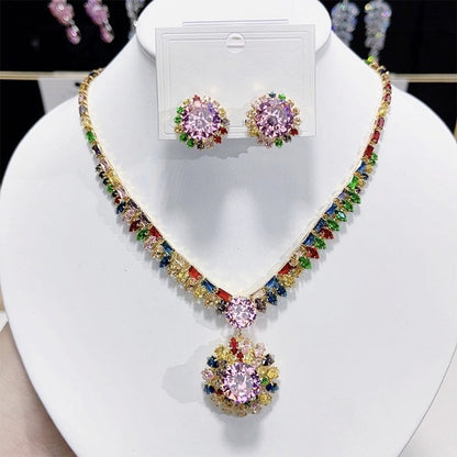 Sparkling Zircon Necklace & Earrings Set