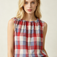 Women's Plaid Tie-Shoulder Sleeveless Top