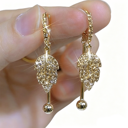 Full Diamond Maple Leaf Earrings