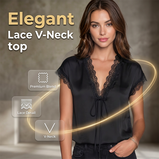 Women's V-Neck Short Sleeve Lace Top