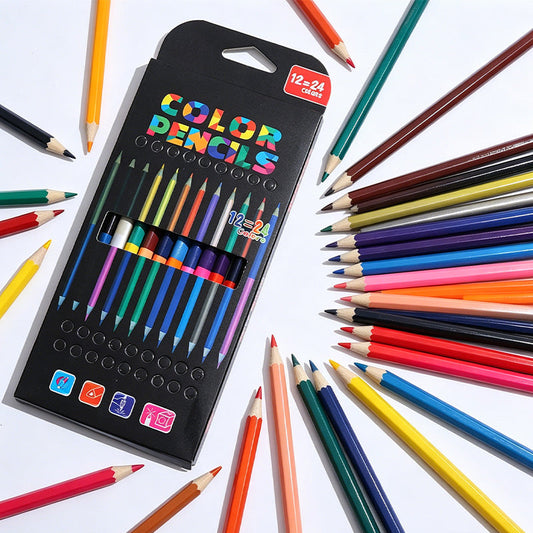 24 Colors Dual-Ended Colored Pencils Set