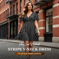 Plus Size Vertical Stripe V-Neck Dress