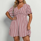 Plus Size Vertical Stripe V-Neck Dress