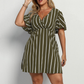 Plus Size Vertical Stripe V-Neck Dress