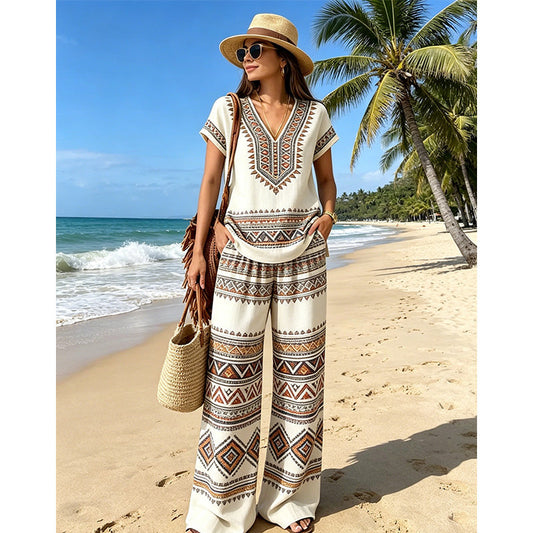 Women's Printed Top & Pants 2-Piece Set